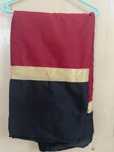 Elegant Striped Maroon Gold Saree