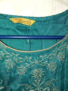 Teal Embroidered Kurta