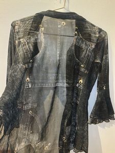 Mesh Button-Down Top
