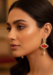 Red & Gold Fan Earrings