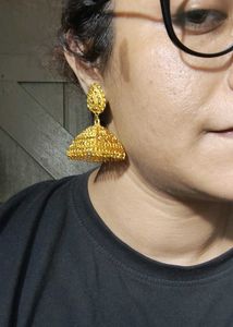 Golden Oxidised Big Jhumkas
