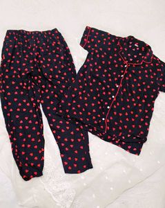 Cute Heart Print Pajama Set