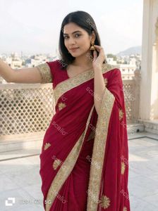 Vibrant Pink Embroidered Saree
