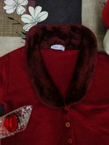 🍄Cozy Red Robe with Fur Collar🏵️