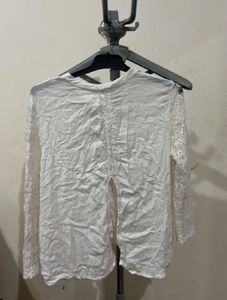 Boho Lace Trimmed White Blouse