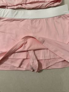 Cute Pink Crop Top and Mini Skirt Set