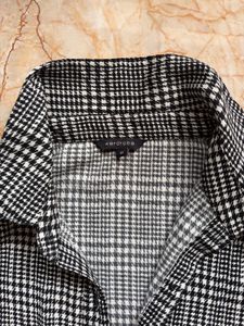 Chic Houndstooth Button-Up Shirtdress