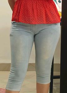 Light Wash Denim Capris