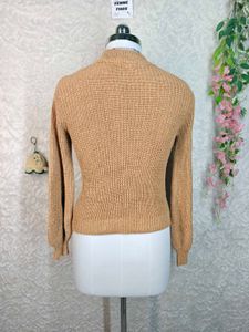 H&amp;M Camel Ribbed Mock Neck Sweater