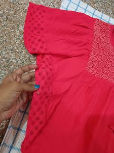 Vibrant Red Embroidered Kurta