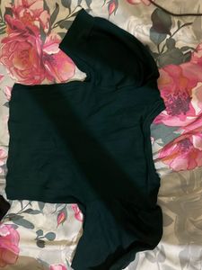 Dark Green Puff Sleeve Top