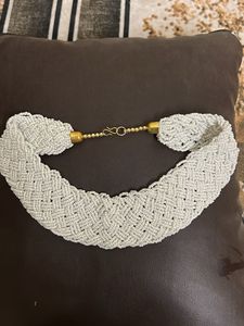 Elegant White Beaded Choker Necklace