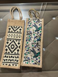 Set of 2 Jute bottle bags