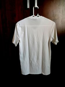 Solid V-neck White T-shirt