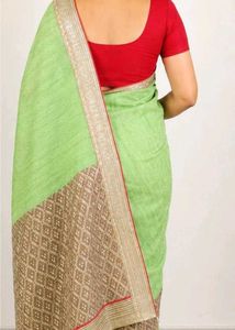 Green Saree with Embellished Border