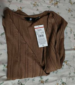 Chic Brown Textured Wrap Top 🛍️🍂