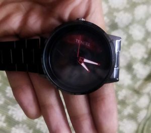 Tencel Black Analog rotatve wheel Watch