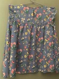 Chic Blue Floral Print Top