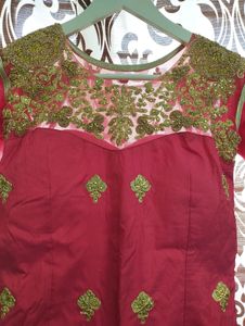 Front Open Gown With Sharara And Net Dupatta