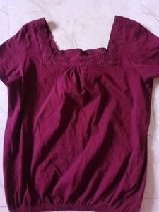 Maroon Square Neck Top