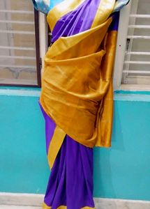 Beautiful purple silk saree