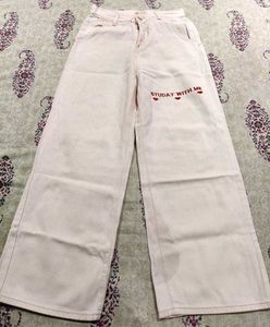 Stylish Wide Leg Jeans with Heart Detail