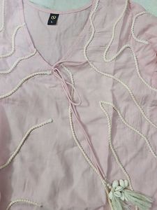 Pink Kurta with cream farshi salwar