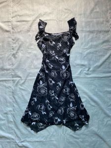 Black Rose Print Dress