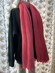 Bright Pink Plush Textured Scarf