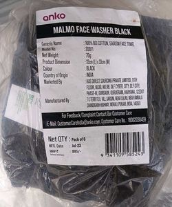 Anko Malmo Black Face Washers (pack of 6)