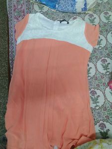 Peach & White Dress