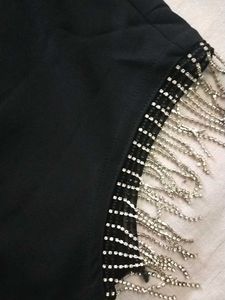 Sparkly Fringe Black Mini Skirt