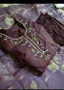 Embroidered Purple Kurta Set