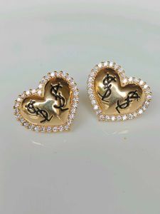Heart Shaped YSL Stud Earrings