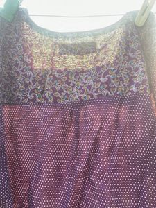 Purple Ethnic Gown with Ditsy Print