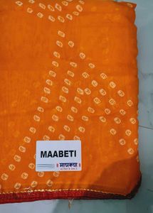 Vibrant Red Bandhani Saree