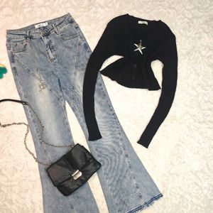 Y2K Aesthetic Black Cardigan