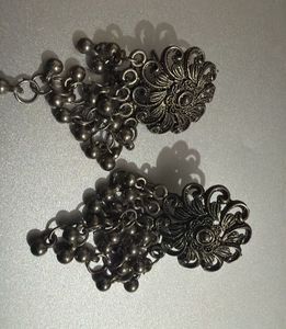 3 Pairs Of Oxidized Jhumka Earrings