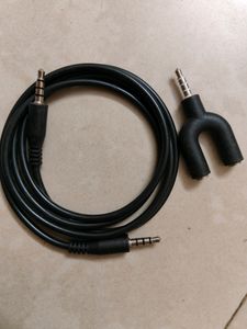 AUX Cable And Y Splitter For Headphones & Mic