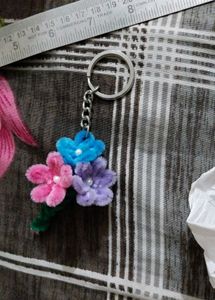 homemade Fuzzy Floral Keychain