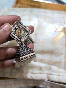 Oxidized Silver Jhumka Hoop Earrings combo