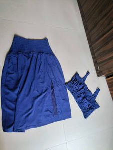 Blue Crop Top &amp; Skirt Set