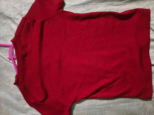 Ribbed Red Quarter-Zip Crop Top