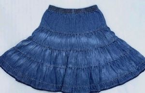 Imported Y2K Flared Embroidered Denim Tiered Skirt