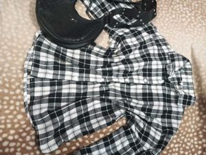 Black &amp; White Plaid Button-Up Shirt