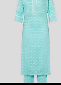Elegant pastel blue Kurta palazo Set with Lace Det
