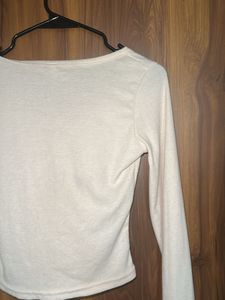 Cream Graphic Long Sleeve Top