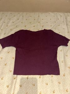 Ribbed Burgundy Crop Top