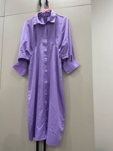 Purple Button-Down Shirt Dress