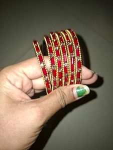 Elegant Red &amp; Gold Bangle Set